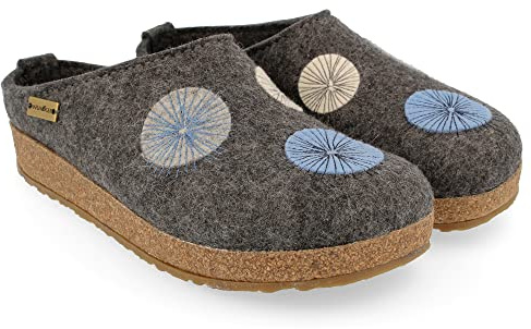 HAFLINGER Grizzly Radius Filzpantoffeln mit Gummisohle Unisex (Anthrazit 04), Gr. 40