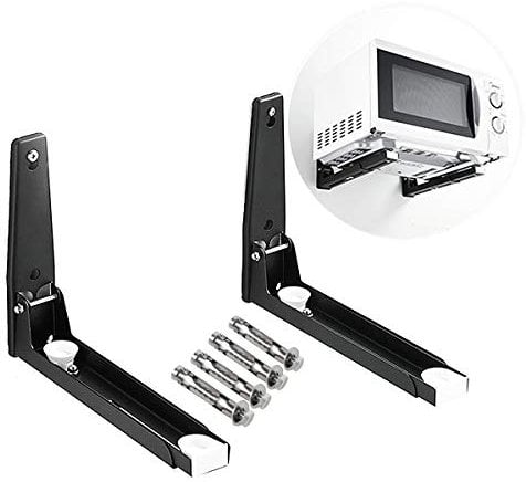 Eidoct 304 Stainless Steel Microwave Mount Bracket, Retrackable Foldable Microwave Oven Wall Mounted Stand Holder Rack Bracket for Home Kitchen Accessories, Black