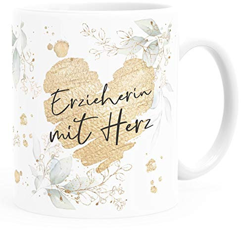 SpecialMe® Kaffee-Tasse [Wunschtext] mit Herz - soziale Berufe, Familie, Freunde kleines Dankeschön Geschenk Danke sagen Weiss Keramik-Tasse