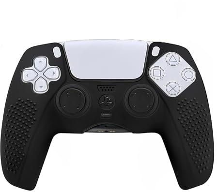 MMOBIEL Silikongummi-Anti-Rutsch-Überzug mit 5 unterschiedlich großen Daumengriffen, spezielles Katzenpfoten-Design, kompatibel mit PS5 DualSense Controller, schwarz
