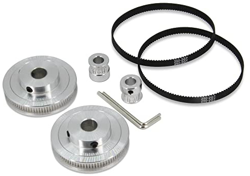 Befenybay 2Kit 2GT Synchronous Wheel 20&80 Teeth 10mm Bore Aluminum Timing Pulley with 2pcs Length 250mm Width 6mm Belt (20-80T-10B-6)