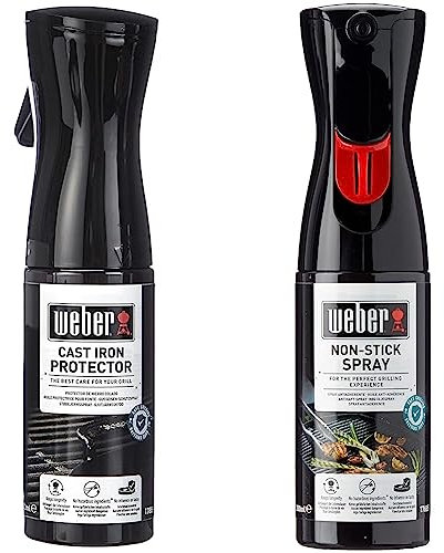 Weber 17685 Olio antiaderente per griglie & 17889 Spray Protettivo per ghisa, Nero