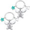 Ralukiia Ohana Means Family Schlüsselanhänger-Set für 2, Stich-Schlüsselanhänger, Schmuck, Geschenke für Jungen und Mädchen, grüne Blume, Grün , Medium