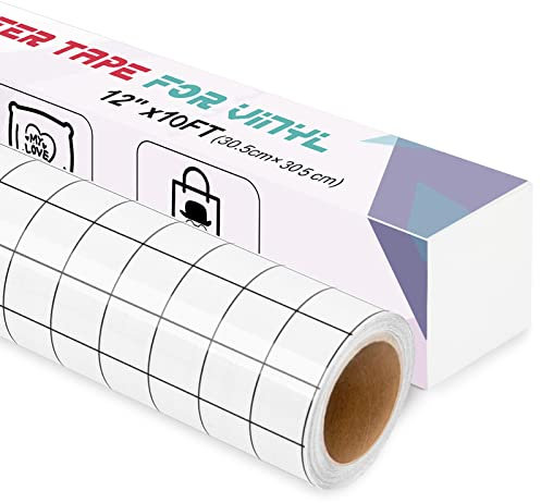 IModeur 10Ft Transfer Tape for Vinyl - 30.5 x 305 cm High Tack Transfer Paper Tape Roll with Black Grid for Permanent Vinyl and Self Adhesive Vinyl, Signs Stickers, Car Decals