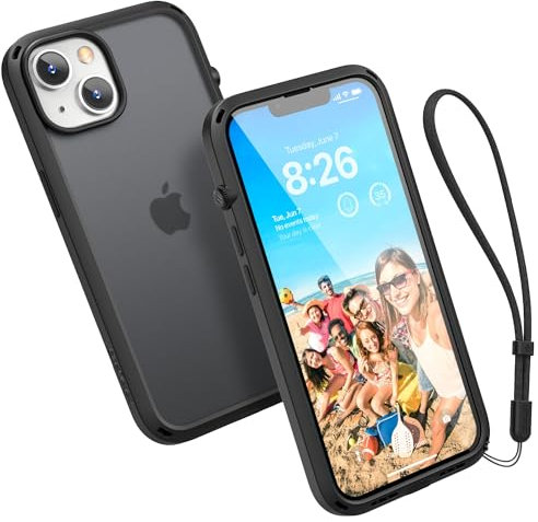 Catalyst Influence Case for iPhone 14, Drop Proof, Fingerprint Resistant, Easy to Clean, Easy to Instal, Easy to hold, Lanyard Included - Stealth Black