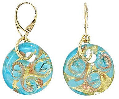 Venetiaurum - Boucles d'oreilles avec pendentif médaille en verre original de Murano et argent 925 - Bijou Certifié Made In Italy