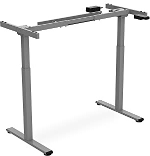 DIGITUS höhenverstellbares Tisch-Gestell elektrisch – 2-stufig – 1 Motor – Bedienfeld – Antikollisionssystem – Für gängige Tischplatten – Grau