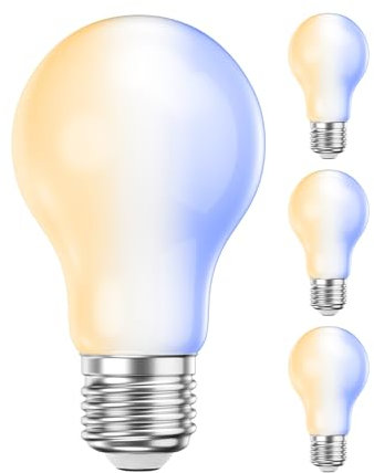 ledscom.de 4 Stück E27 LED Leuchtmittel, A60, warmweiß - kaltweiß (2700-6300 K), 6,7 W, 918lm, Smart Home, WLAN, Alexa, Milchglas