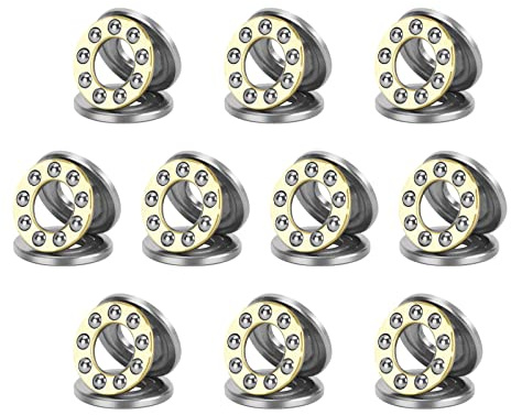 HiPicco Thrust Ball Bearings, 10pcs F5-12M Miniature Plane Axial Ball Bearing 3-in-1, 5mm x 12mm x 4mm Chrome Steel Single Direction