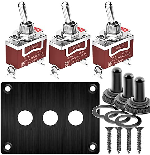 Gebildet 3Gang Impermeabile Interruttore a Levetta Pannello Metallico con Cappuccio Impermeabile 15A 250VAC/20A 12VDC SPST 2Posizione 2Pin Interruttore ON/Off Piastra