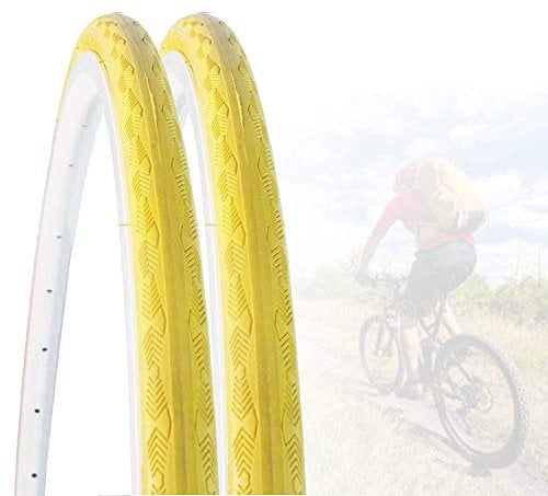 700X23C Fahrradreifen,Kompatibel mit farbigen Reifen von Dead Fly Bikes,30Tpi Rutschfestes und verschleißfestes Zubehör für Rennradreifen,2 Stück Gelb