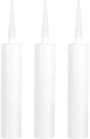 Angoily 3 pcs Empty Caulk Tubes Refillable Sealant Cartridge with Trimmable Nozzles Fillable Caulking Tubes for Epoxy Grouting Tile Crack Repair and Bathroom Gap Filling