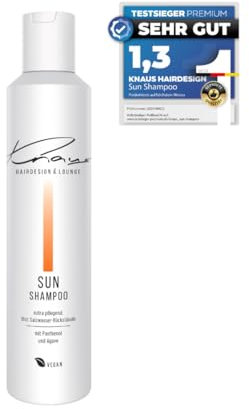 Knaus Hairdesign 2-Phasen SUN Shampoo – Sanfte Reinigung Feuchtigkeitsspendend gegen Chlor und Salzwasser Haar | Mit Panthenol & Agave | Vegan & silikonfrei