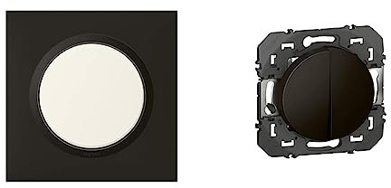 Legrand - Plaque carrée dooxie 1 poste finition noir velours & Double interrupteur ou va-et-vient dooxie 10AX 250V~ finition noir - emballage blister
