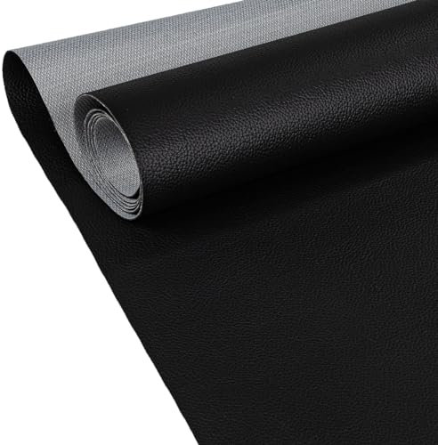 ANRO Kunstleder Lederimitat Lederstoff Polsterstoff Nappaprägung Texturiert Meterware Bezugsstoff Schwarz 100x140cm
