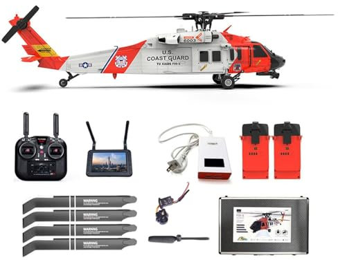 YGWXYYZJ Remote Control Helicopter, 2.4GHz 6CH RC Helicopter with 6G / 3D Stunt & 6 Axis Gyroscope FPV Live Video for Outdoor Gift Electric Simulation Plane Hobby Grade Model (with camera)