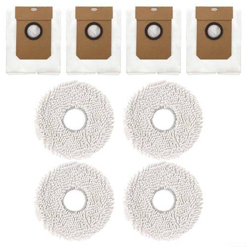 Oniissy Bolsa de polvo y paño de trapeado, filtración eficiente del polvo, fácil de usar, kit de paño de limpieza de bolsas de polvo, para bolsas de aspiradora Conga 11090 (4 bolsas de polvo + 4 paños