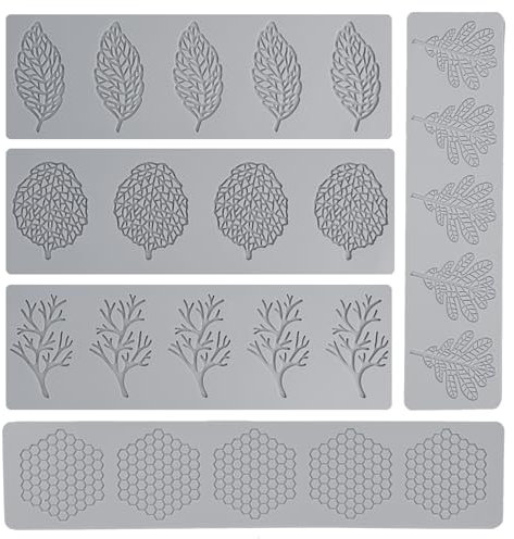 Miawtro 5 Pièce Moule Silicone Patisserie, Assez Profond Moule Dentelle Feuille Réutilisable, Moule Feuille sans Bpa pour, Moule en Dentelle Fondante pour Chocolat, Décoration De Gâteaux