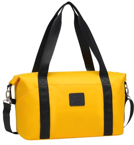 COOLIFE Ryanair Cabin Bags 40x30x20, Cabin Bag with Trolley Sleeve, Travel Holdall Carry-on Hand Luggage, Weekend Bags for Women (Yellow/Black)