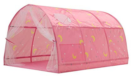 Zelte für Kleinkinder - Kids Tunnelzelt für Kleinkinder, Canopy Bed Dream Privacy Space Schlafzelt, komplett für zwei Einzelbetten, Pop-Up-Rahmen-Design
