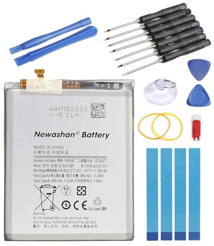 NEWASHAN Batterie EB-BA515ABY Compatible avec Samsung Galaxy A51 SM-A515F SM-A515F/DS Téléphone Portable Smartphone Rechargeable Li-ION Accu Piles GH82-21668A 3,85V 4000mAh avec Kit Outils
