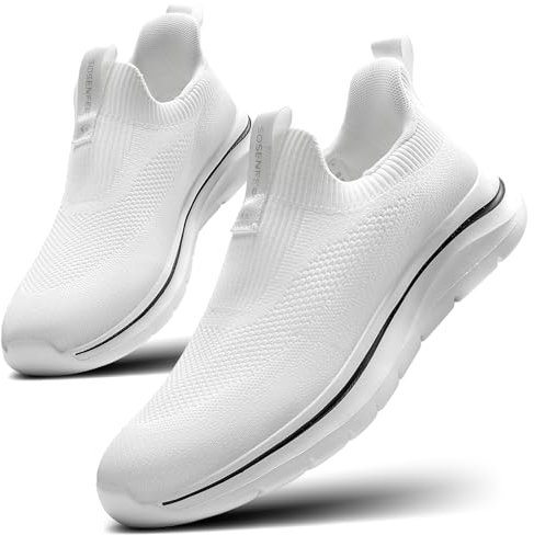 Sosenfer Slip on Men's Sneakers Zapatos Transpirables sin Cordones Zapatos Deportivos cómodos Zapatos Deportivos Casuales Ligeros Gimnasio Zapatos para Caminar de los hombres-BAISE-42