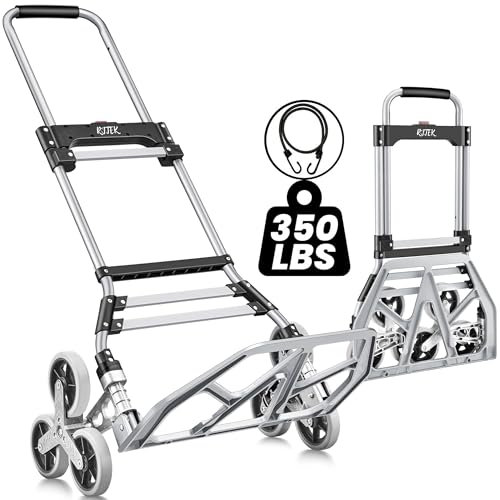 RJTEK Verbesserte Version: Treppensteiger, Sackkarre und Puppe, 159 kg Kapazität, Treppensteigwagen, robuster Trolley, robuster Gepäckwagen, Treppenwagen, leicht, mit Teleskopgriff