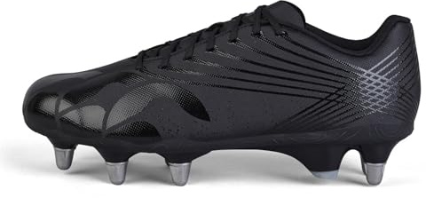Canterbury Adult Unisex Stampede Pro Team Soft Ground Rugby Boots Soft Ground Rugby Boots, Black/Silver Metallic, 10.5