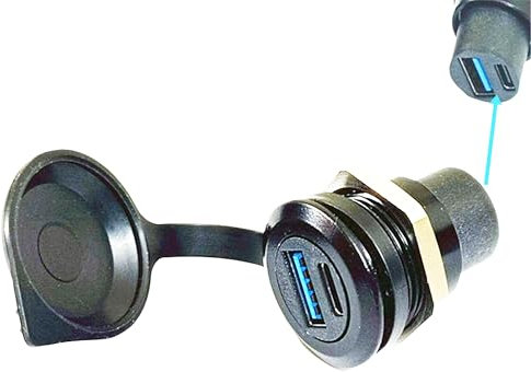 SHANFEILU Adattatore USB 3.0 Tipo-C 3.1 filettato fisso da incasso per montaggio a pannello Accoppiatore USB Type-C 3.1 e USB 3.0 Connettore doppio femmina a doppio connettore femmina 10Gbps nero con