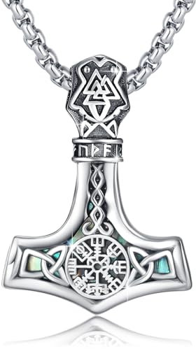 PARYFO Thors Hammer Halskette 925 Sterling Silber Thors Hammer Anhänger Keltischer Anhänger Wikinger Amulett Nordische Mythologie Schmuck Geschenke für Männer Frauen Teenager Jungen