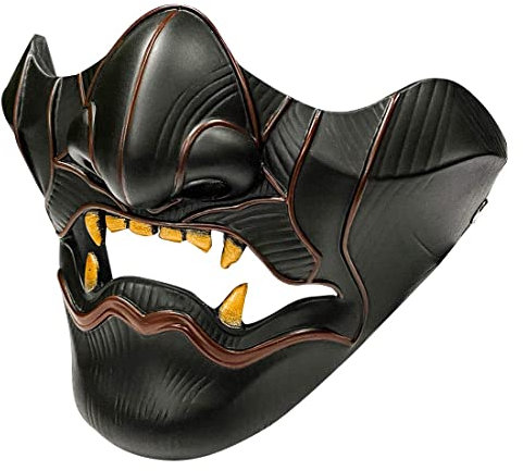 XingGYY Ghost of Tsushima Maske Jin Sakai Gosaku Samurai Cosplay Ritter Dämonenmaske Harz Halbgesichtsmaske Halloween Cosplay Party Requisiten für Erwachsene (Stil 1)