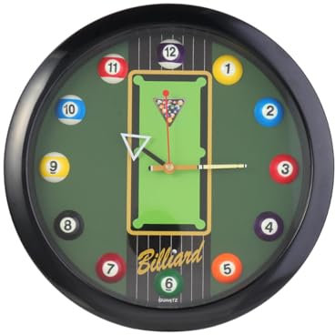 LOVIVER Billard-Uhr, 11,6 Zoll Billardtisch-Wanduhr, Coole Wanduhr, ideal für Billardzimmer, Poolzimmer, Spielzimmer, Bar, Schwarz