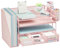 Restorgan Desk Organiser with File Holder, 4-Tier Desk File Organiser with Drawer and Pen Holders, Multifunctional Paper Tray Organiser, Desk Organiser and Accessories for Home Office Supplies - Pink