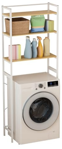 toxaaiwr Medium Over Washer and Dryer Shelves 69×30×181cm Washing Machine Storage Utility Rack 3-Tiers Bathroom Storage Shelf Freestanding Clothes Laundry Room Storage and Organizer Shelf White