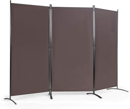 FANTASK 3-teiliger Raumteiler, Paravent klappbar 260 x 183cm, Trennwand Wandschirm aus Metall & Polyester Innen, Sichtschutz Room Divider