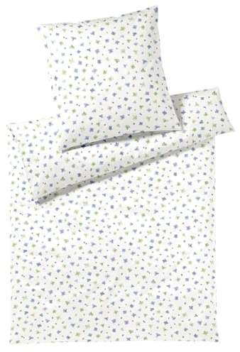 elegante Mako Jersey Bettwäsche Petals azurblau 1 Bettbezug 155 x 220 cm + 1 Kissenbezug 80 x 80 cm