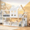 LIVLUX Lit superposé 90x200 cm, lit cabane pour Enfants avec Tableau à Dessin, Toboggan et échelle, pour 2 Enfants avec Protection Anti Chute et sommier à Lattes, Blanc (Typ D, 90 x 200 cm)
