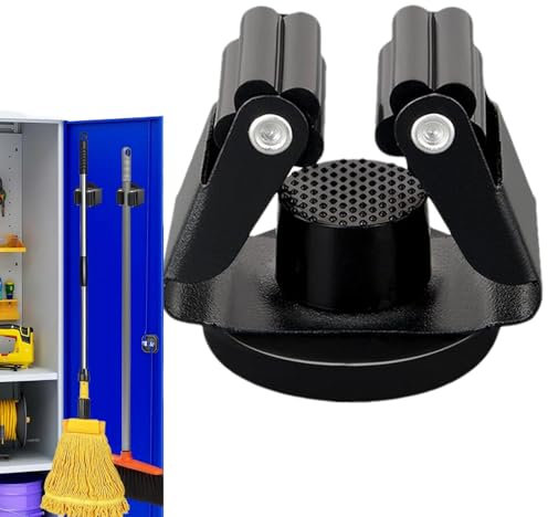 Poludatly Magnetic Mop Broom Holder, Magnetic Broom Rack, Heavy Duty Mop Holder, No Drill Broom Storage Rack, Mop Rack Wall Mount, Broom Hook Shovel For Home, Garage