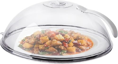 Tapa para microondas, campana de cristal de imitación, tapa antisalpicaduras, agujeros de vapor ajustables, tapa transparente para cuenco, tapa antisalpicaduras para tazón con asa,
