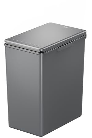 EKO Morandi 20L Kitchen Bin with Touch Open Lid and Removable Inner Rim, Ideal Plastic Bins with Interlock Modular for Kitchen Recycling Solutions,Dark Grey