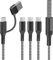 Multi USB C Kabel, 5 in 1 Universal Ladekabel USB C mit 3 Typ C Anschlüssen, USB A/USB C Multi Ladekabel Mehrfach für Phone 16/15 Pro Max, Android Galaxy, Huawei, Xiaomi, Oneplus, Honor, PS4-1.2M