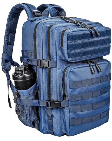 HUNTVP Militär Rucksack Herren 45L Taktischer Rucksack Groß Molle Wanderrucksack Sportrucksack Bundeswehr Tactical Backpack Wasserdicht Daypack für Sport Reise Trekking Camping Outdoor, Blau