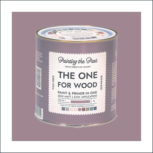 The One for Wood Paint & Primer 1L Pink No. 1 You're Blushing | Semi Matt Finish, Bio-Based & VOC-Free Formula for Wooden Furniture & Surfaces | Durable & Easy Indoor Home Decorating