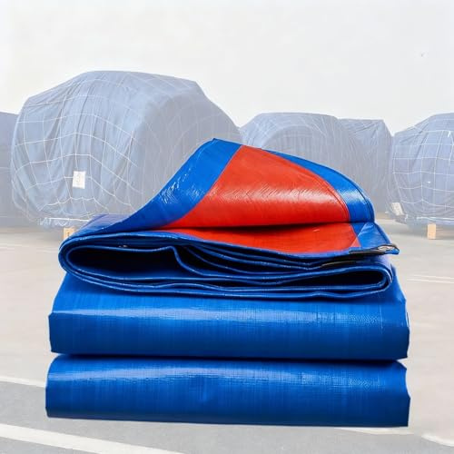 Bâche de Protection en PVC, Bâche Imperméable Rouge avec œillets 2m 3.5m 4.5m 6m 7m 8m 9m 10m Baches de Toiture Etanche Bleu pour Mobilier de Jardin, Piscine,Camping(3x6.5m)