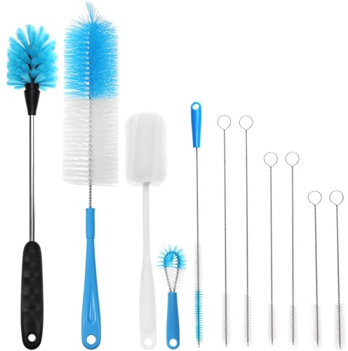 QWORK® 11Pcs Water Bottle Cleaning Brush Set, for Bottles, Wine Decanters, Sinks, Pipes