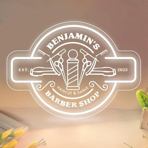 Maßgeschildertes Barbier-Laden Neonzeichen Personalisierte LED-Beleuchtung für Friseursalon Dekor Werbeleuchten für Studio Barbershop Geschäft Laden Friseur Geschenk