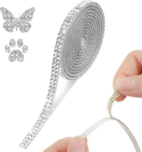 Strasssteine Selbstklebend, Silber Glitzerband Selbstklebend Funkelnde DIY Dekoration Strass Streifen Klebe Strass Glitzerband Für Herstellung Von DIY-Bastelarbeiten Hochzeiten Heimdekorationen