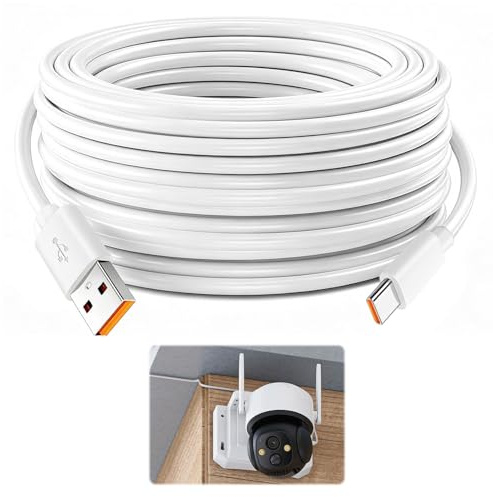 Penfuzon 10m USB C Extension Cable, Extra Long Phone Charging Cable, White USB A to Type C Data Transfer and Charging Cord