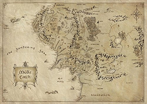 Poster Lords of The Rings Karte Erde Mitte Erde Middle Earth Mordor Karten