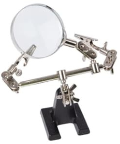 Velleman Dritte Hand mit Vergrößerungsglas, praktisch und flexibel, Dioptrie x 2.5, Edelstahl, 6 Kugelgelenke